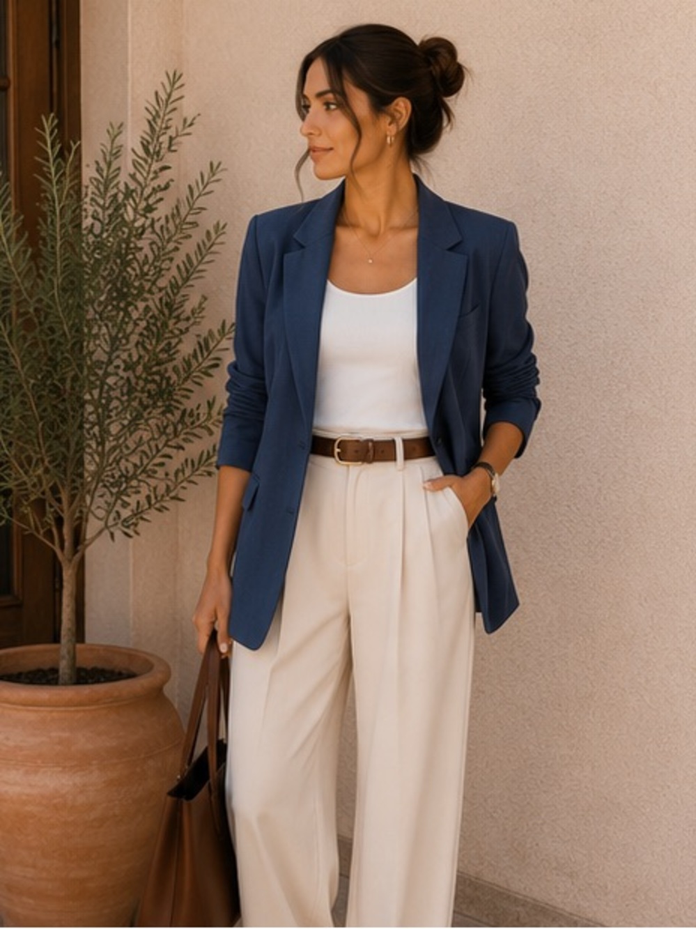Stradivarius Navy Blue Blazer